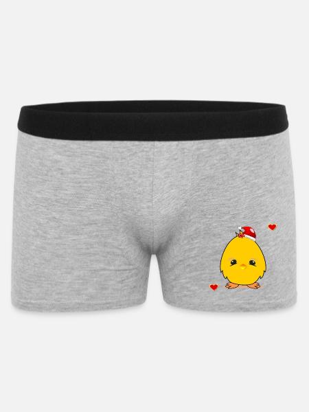 Weihnachtsküken Weihnachten Herz - Männer Boxer Shorts - Grau meliert