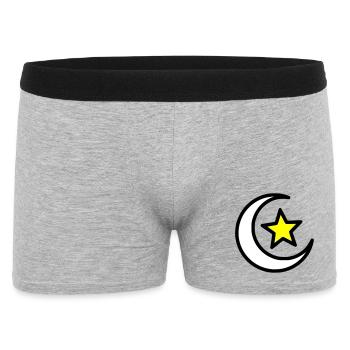 Mondsichel & Stern | Islamisches Symbol Line Art - Männer Boxer Shorts - Grau meliert - Vorne