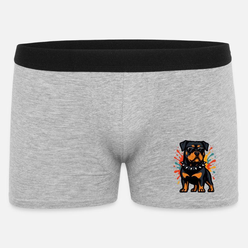 Rottweiler Hund mit Farbexplosion - Männer Boxer Shorts - Grau meliert
