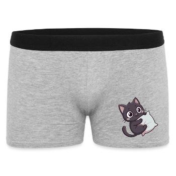 Chaton kawaii câlin sur oreiller - Boxer Homme - gris chiné - Devant