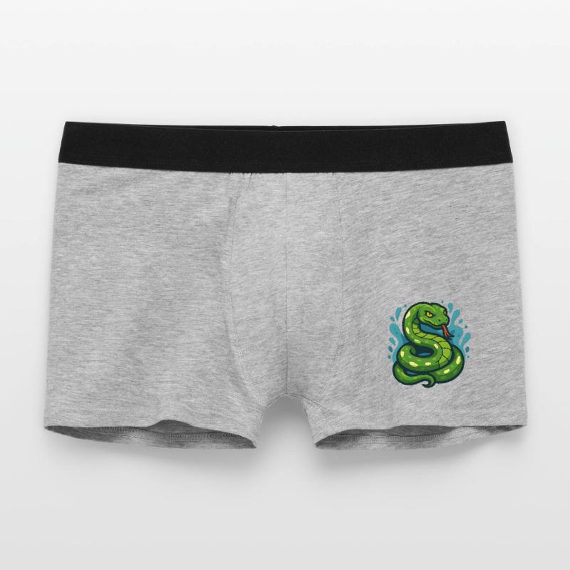 Green Tree Python Snake in Wave Men's Boxer Shorts