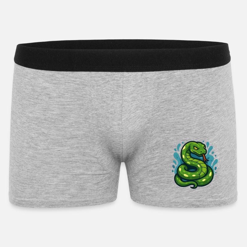Green Tree Python Snake in Wave - Men's Boxer Shorts - heather grey