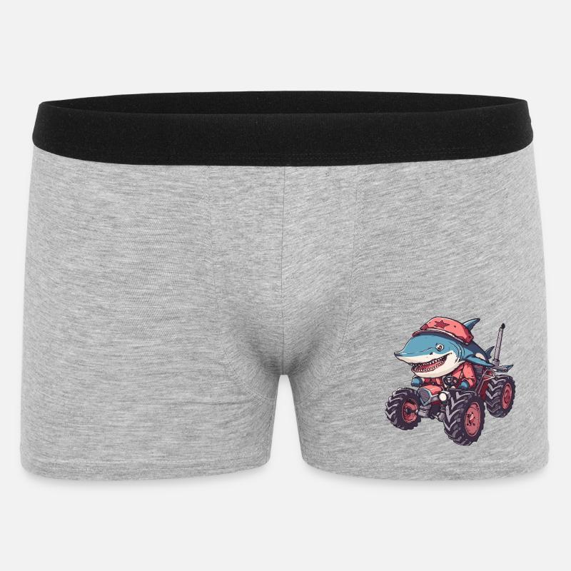 Hai Traktor Farmer - Männer Boxer Shorts - Grau meliert