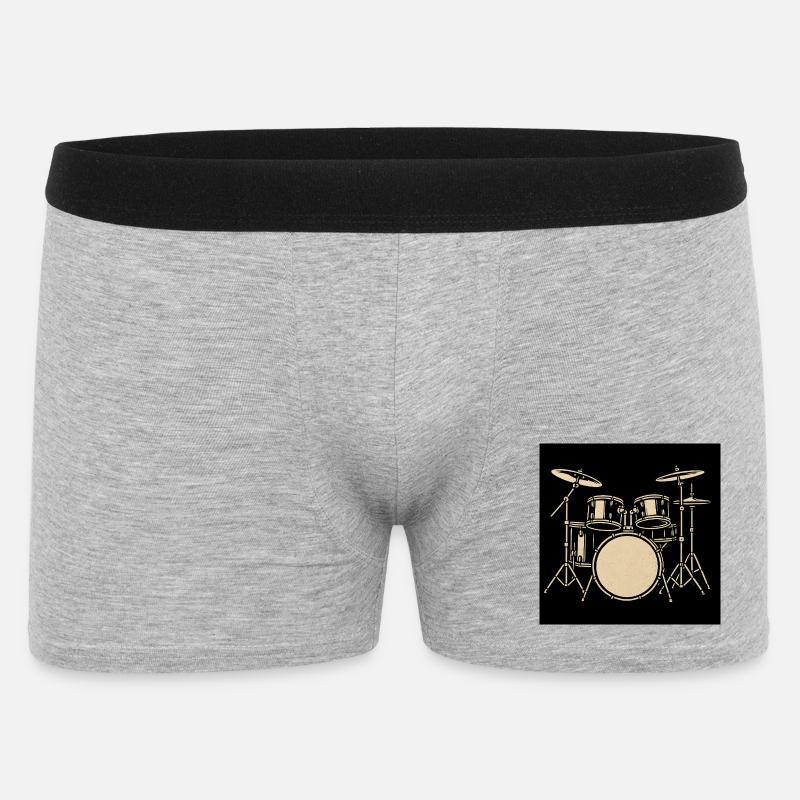 Schwarzsilbernes Drumset Illustration - Männer Boxer Shorts - Grau meliert