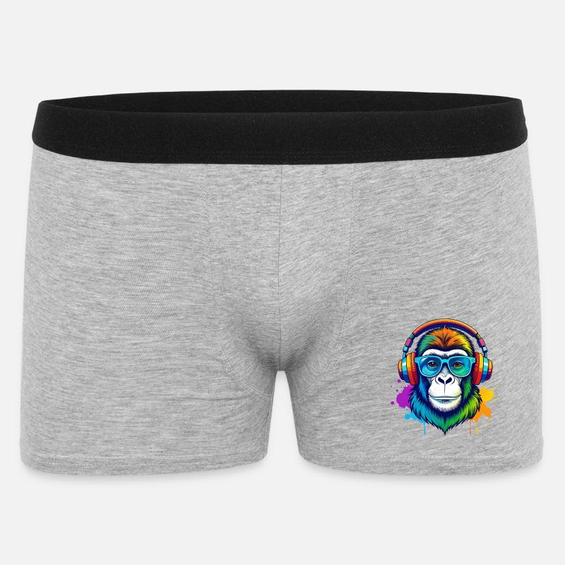 Rainbow Gorilla DJ mit Kopfhörern - Männer Boxer Shorts - Grau meliert