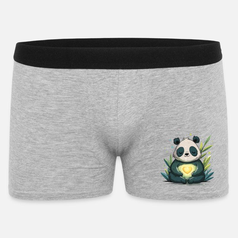 Panda Hjerte-lampe - Boxer Shorts til mænd - grå meleret