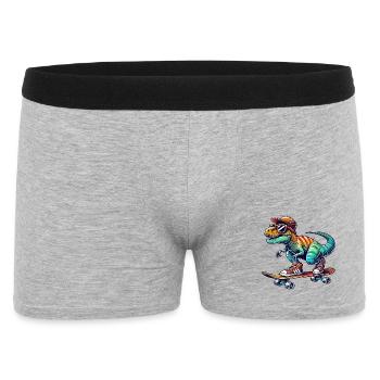 Funny Dinosaur Skating on Skateboard Cartoon Skate - Men's Boxer Shorts - heather grey - Front