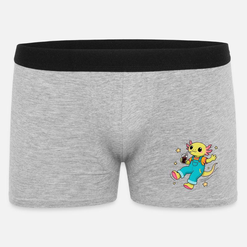 Glücklicher Axolotl, der im All schwebt - Männer Boxer Shorts - Grau meliert