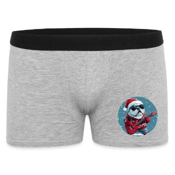 Bulldog Hund Weihnachten Gitarre - Männer Boxer Shorts - Grau meliert - Vorne