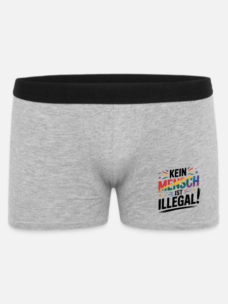 Kein Mensch ist illegal - Cool Pride Logo - Männer Boxer Shorts - Grau meliert