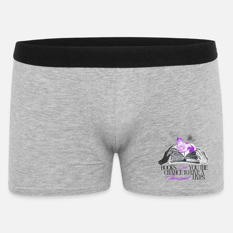 Bücher geben Dir tausend Leben - Männer Boxer Shorts - Grau meliert