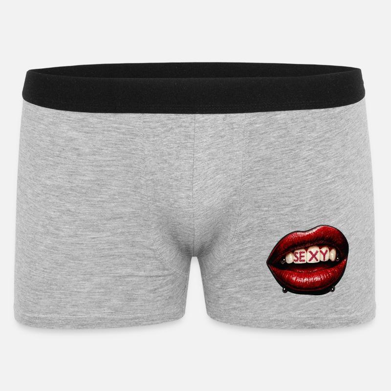 Lippen mit Perlenbuchstaben - Männer Boxer Shorts - Grau meliert