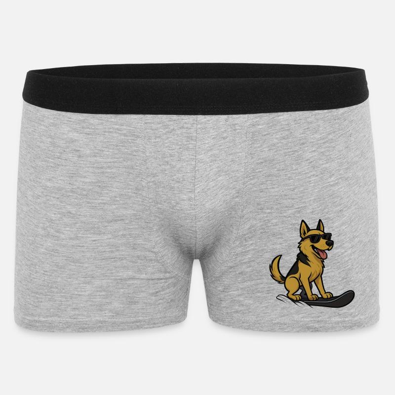 Snowboard Hund Deutscher Schäferhund Wintersport - Männer Boxer Shorts - Grau meliert