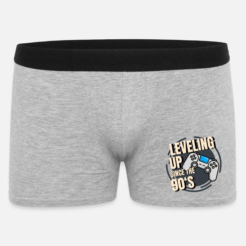Retro-Spielcontroller mit 90er-Jahre-Text - Männer Boxer Shorts - Grau meliert