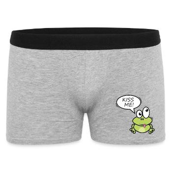 Kiss Me Frog Cartoon - Men's Boxer Shorts - heather grey - Front