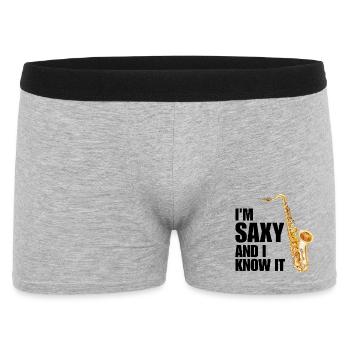 Funny Saxophone Saxophonist Jazz Sax Player Music - Men's Boxer Shorts - heather grey - Front