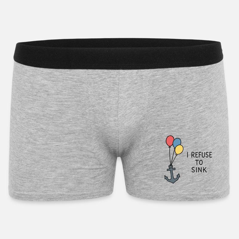 I Refuse to Sink – Maritimes Statement Positiv - Männer Boxer Shorts - Grau meliert