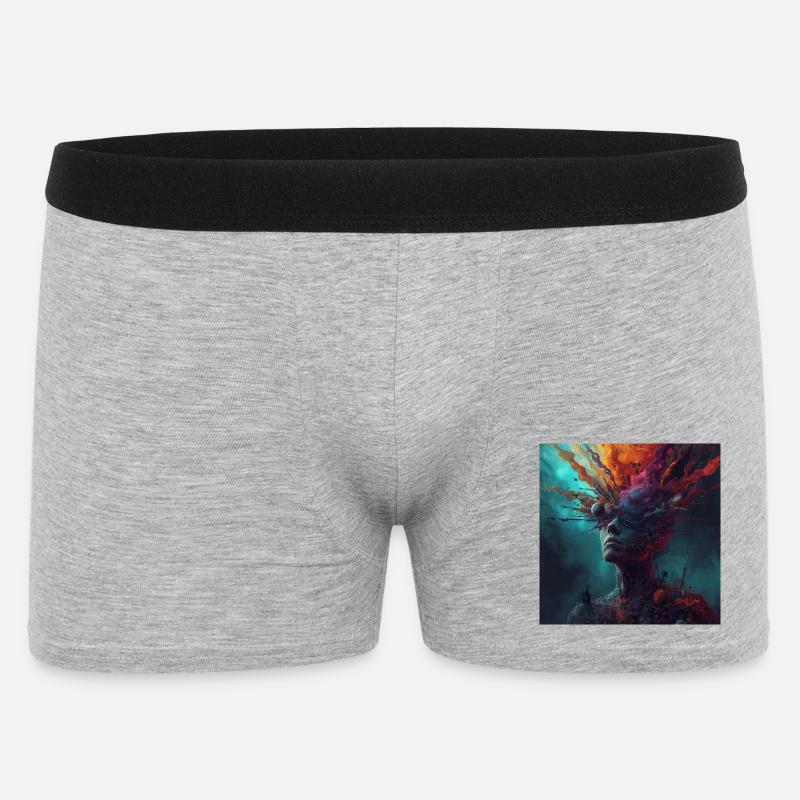 Kosmische Kopfreise Farbströme - Männer Boxer Shorts - Grau meliert