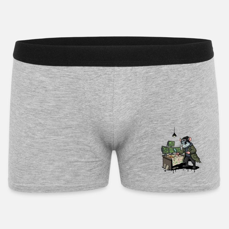 Hacker-Ratte Detektiv Deep-State Spurensuche - Männer Boxer Shorts - Grau meliert