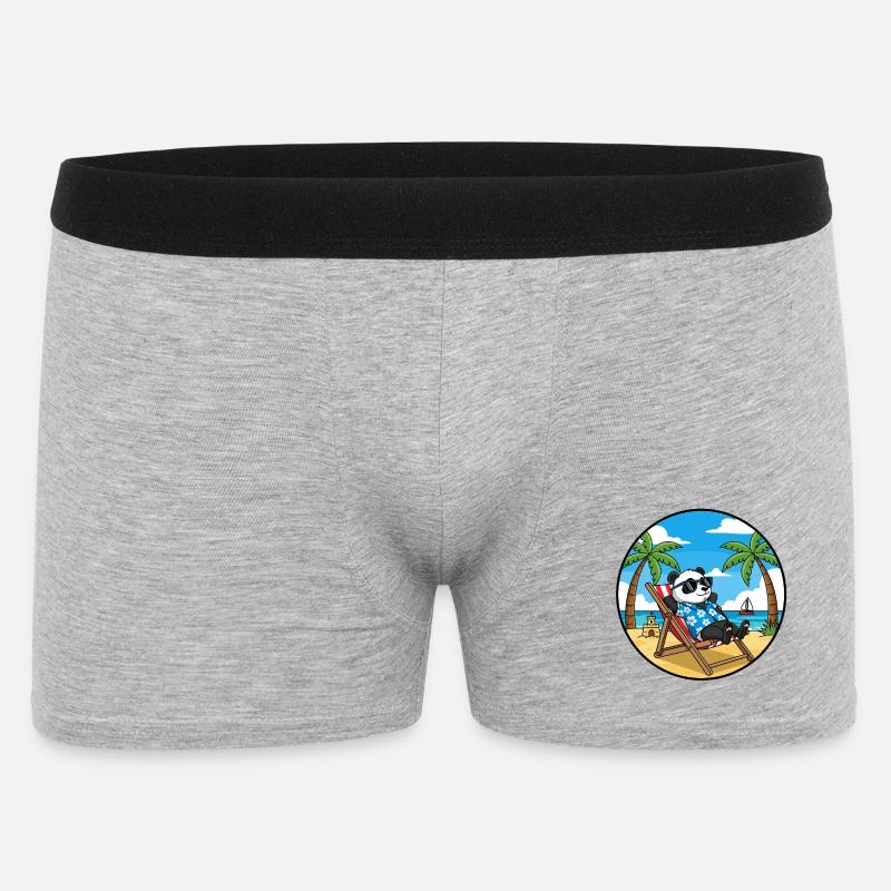 Coole Panda Beach Vacation Summer Vibes - Männer Boxer Shorts - Grau meliert