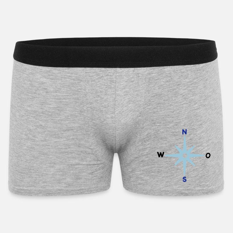 Kompass Himmelsrichtungen Sternkompass maritim - Männer Boxer Shorts - Grau meliert