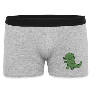 Cute Green Alligator Happy Kawaii Crocodile - Men's Boxer Shorts - heather grey - Front