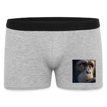 Chimpanzee Portrait – Realistic Monkey Focus - Men's Boxer Shorts - heather grey - Front