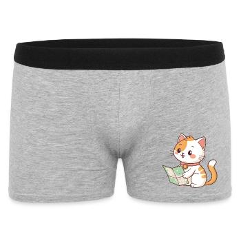 Chat explorateur et carte - Boxer Homme - gris chiné - Devant