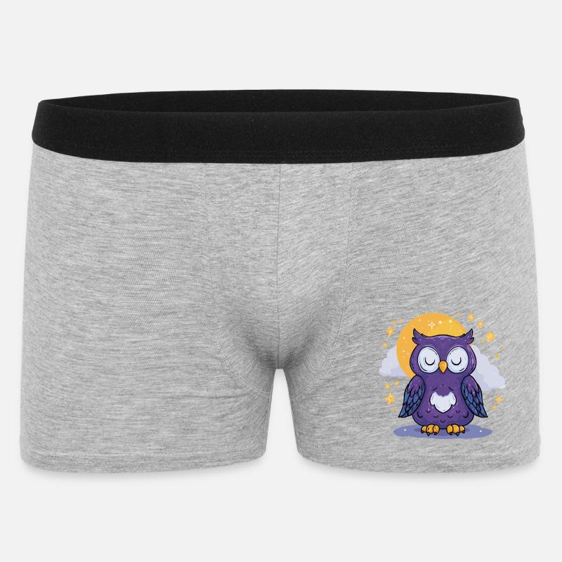 Mondnacht Eule - Männer Boxer Shorts - Grau meliert
