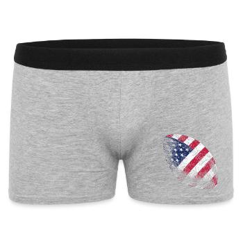 Patriotischer amerikanischer Flaggenfußball Rugbyball-Kunst - Männer Boxer Shorts - Grau meliert - Vorne