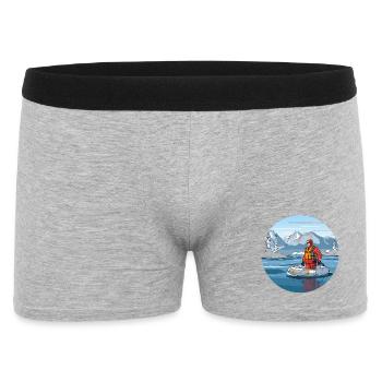 Alpine Rettungsfahrt im Eissee - Männer Boxer Shorts - Grau meliert - Vorne