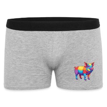 Buntes Schwein-Regenbogen-Pop-Art-Aquarell - Männer Boxer Shorts - Grau meliert - Vorne