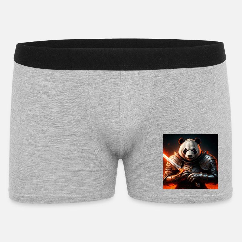 Panda Krieger in Feuerrüstung - Männer Boxer Shorts - Grau meliert