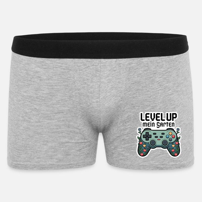 Level Up Garten-Controller Design - Männer Boxer Shorts - Grau meliert
