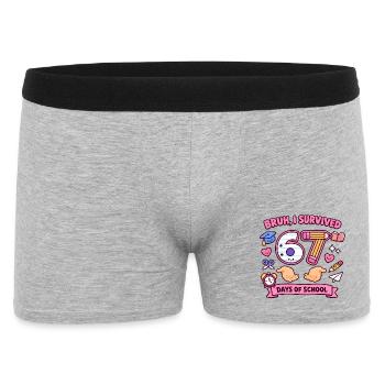 Bruh I survived 67 days of school - Men's Boxer Shorts - heather grey - Front
