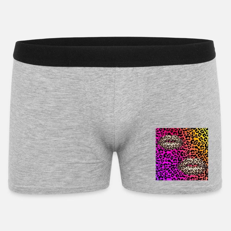 Leopard Lips on Neon Gradient - Men's Boxer Shorts - heather grey