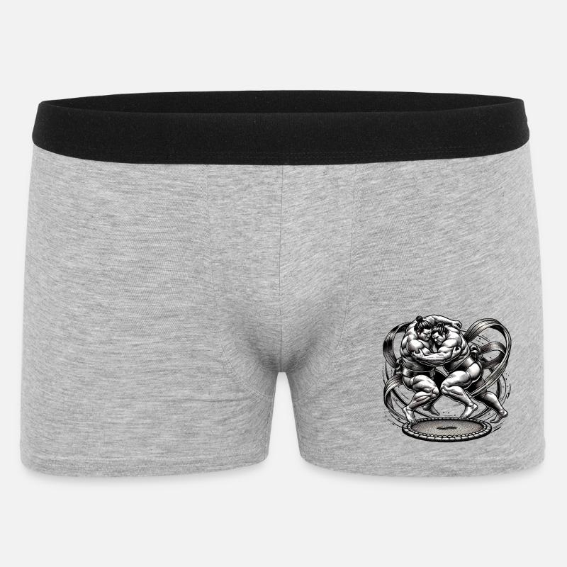 Sumo Ringer im Duell - Männer Boxer Shorts - Grau meliert