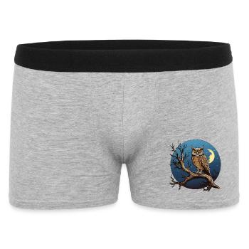 Night Moon Owl in a Round Circle - Men's Boxer Shorts - heather grey - Front