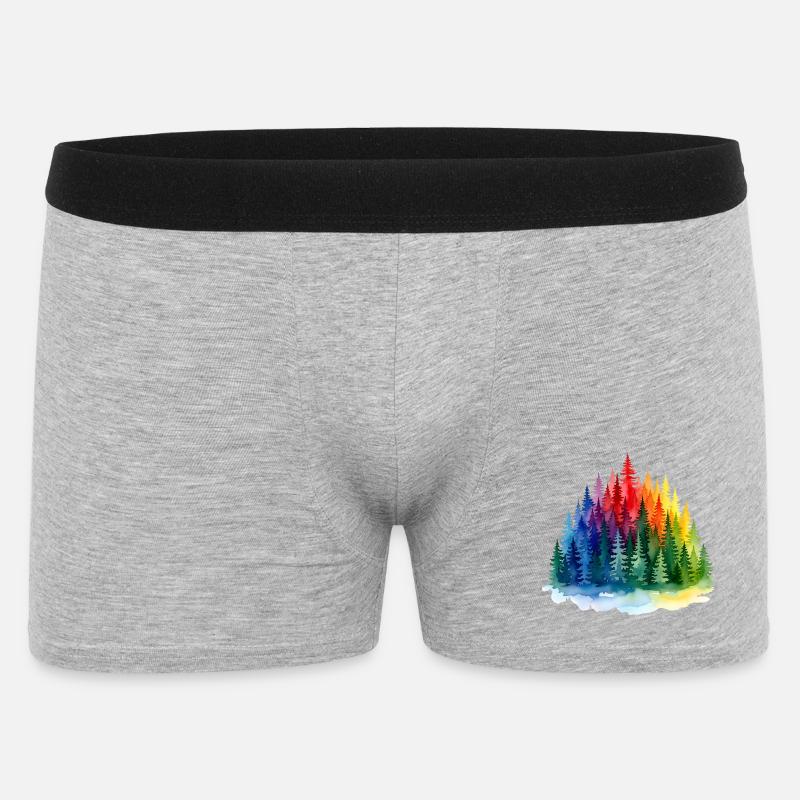 Regenbogenwald Silhouette Rainbow forest - Männer Boxer Shorts - Grau meliert