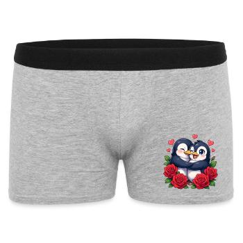 Cuddly penguins with rose heart - Men's Boxer Shorts - heather grey - Front