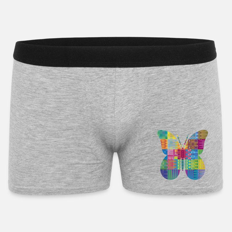 Bunter Patchwork-Schmetterling - Männer Boxer Shorts - Grau meliert