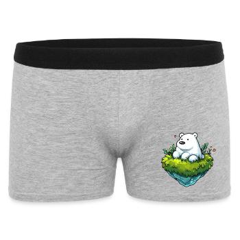 Polar bear on green island raft - Men's Boxer Shorts - heather grey - Front