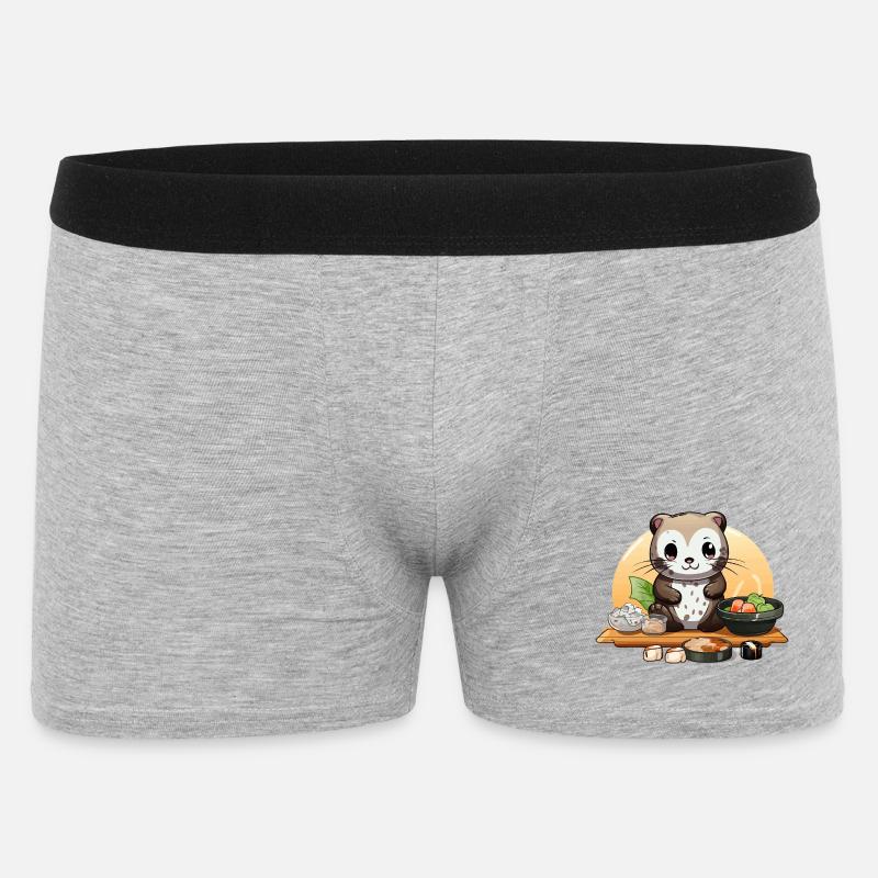 Otter Sushi Fest - Männer Boxer Shorts - Grau meliert