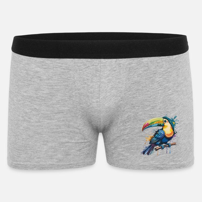 Bunter Tukan Farbexplosion - Männer Boxer Shorts - Grau meliert