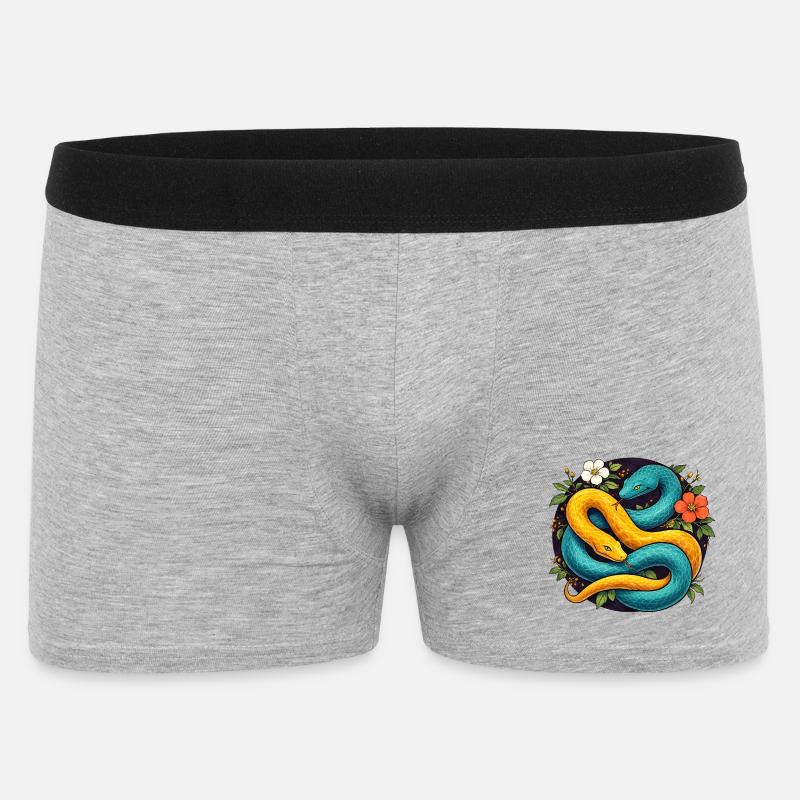 Two Python Snakes in Flower Ring - Men's Boxer Shorts - heather grey