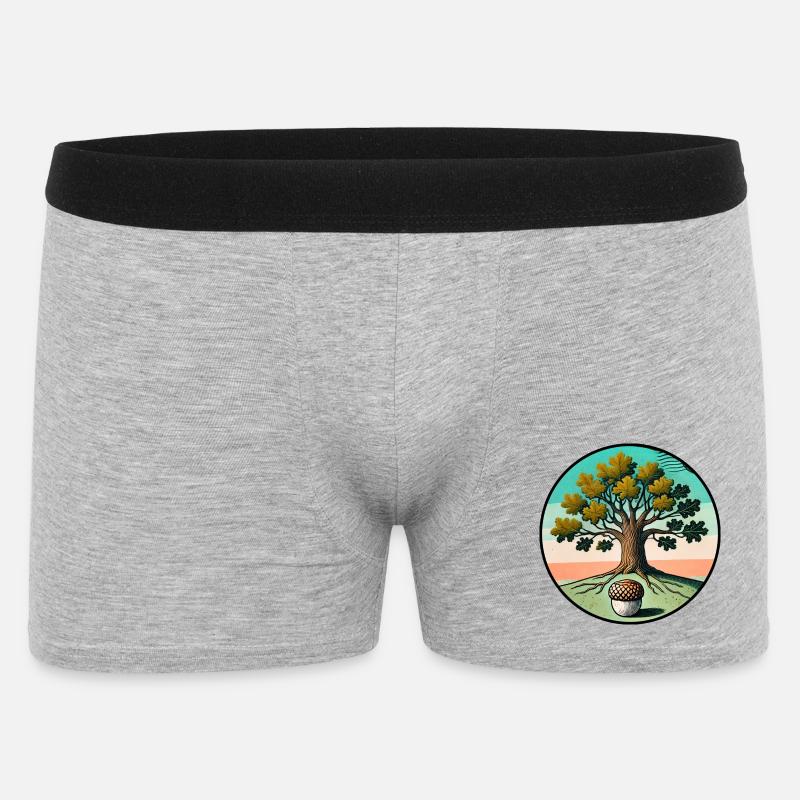 Retro-Baum des Lebens mit Eichel - Männer Boxer Shorts - Grau meliert