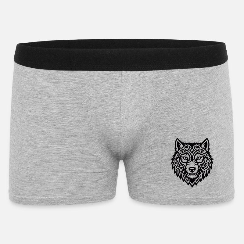 Wikingerwolf Ulfr Nordisches Kriegerdesign - Männer Boxer Shorts - Grau meliert