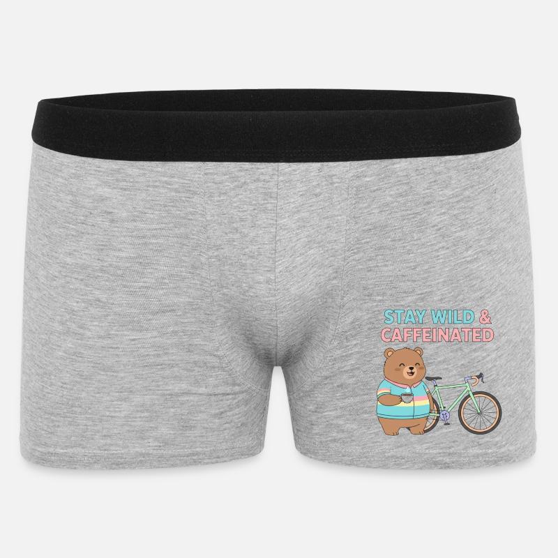 Stay Wild Caffeinated Bear Cycling - Männer Boxer Shorts - Grau meliert
