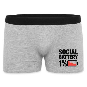 Social Battery 1% Grafik-T-Shirt - Männer Boxer Shorts - Grau meliert - Vorne