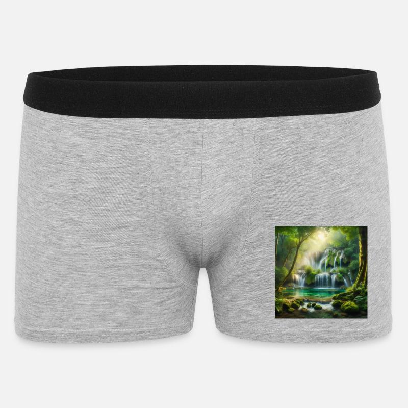 Wasserfall der Träume - Männer Boxer Shorts - Grau meliert